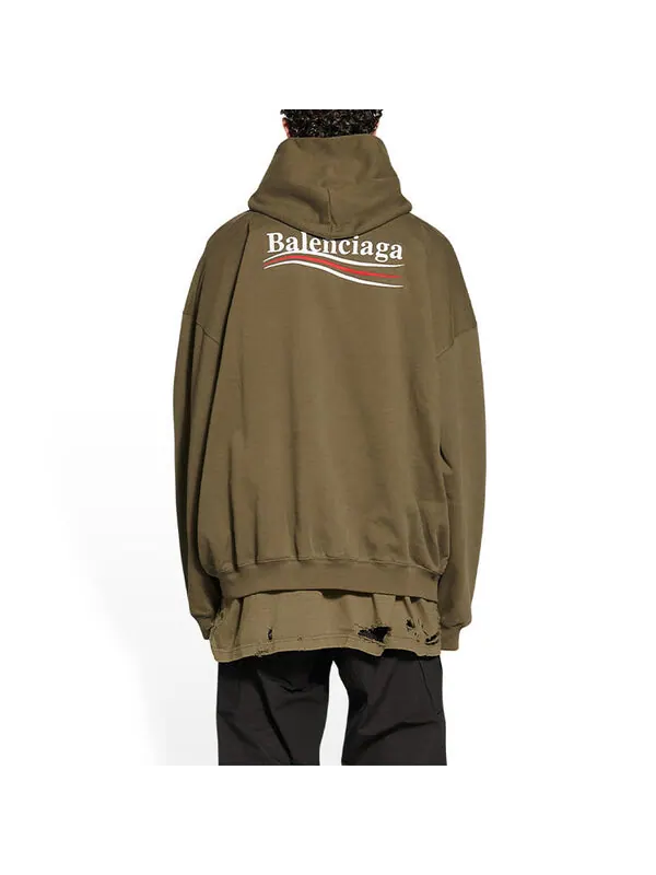 Толстовка political campaign large fit hoodie 'khaki' Balenciaga — изображение 4 из 4, хаки