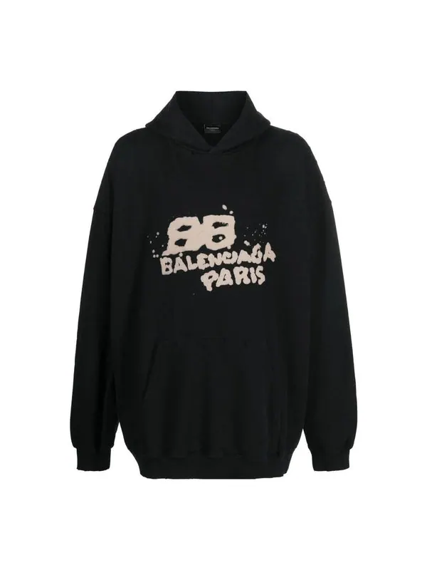 Толстовка hand-drawn bb icon hoodie large fit 'black' Balenciaga — изображение 1 из 4, черный