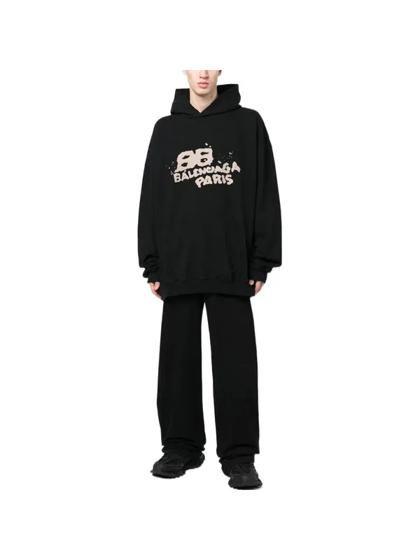 Толстовка hand-drawn bb icon hoodie large fit 'black' Balenciaga — изображение 2 из 4, черный