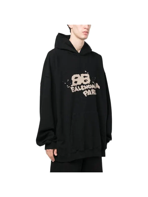 Толстовка hand-drawn bb icon hoodie large fit 'black' Balenciaga — изображение 4 из 4, черный