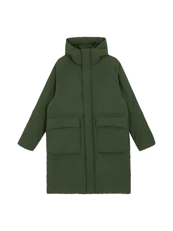 Куртка long down coat 'green' Puma — изображение 1 из 2, зеленый
