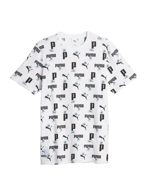 Футболка smurfs all out print t-shirt 'white' Puma — изображение 1 из 1, белый