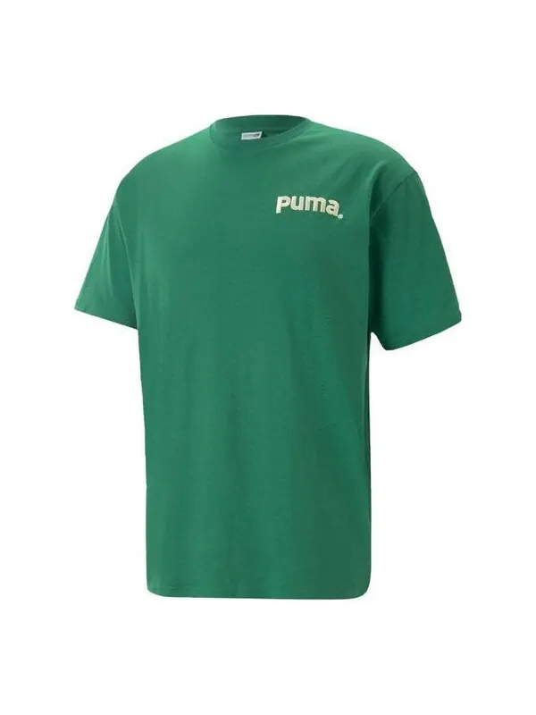 Футболка casual t-shirt 'green' Puma — изображение 1 из 4, зеленый