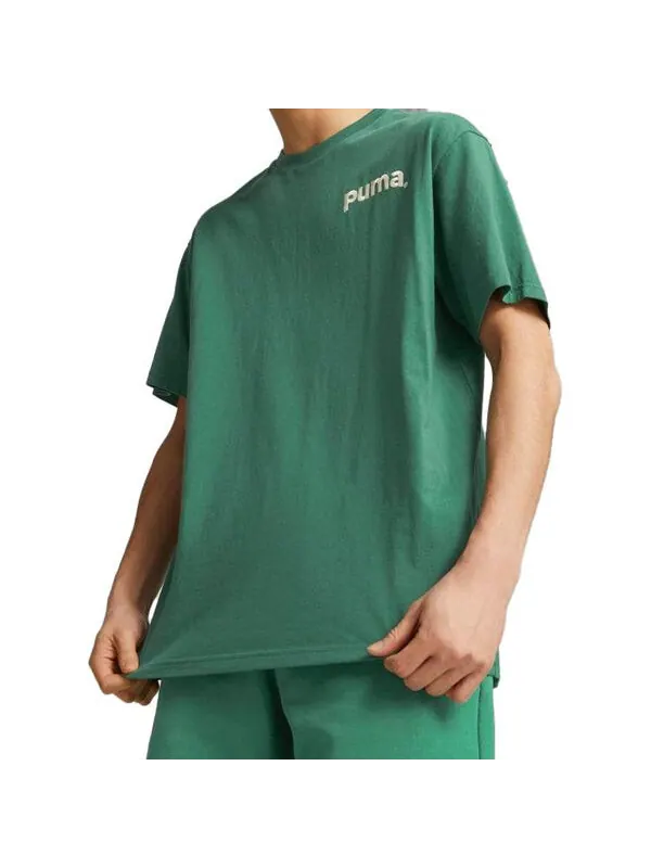 Футболка casual t-shirt 'green' Puma — изображение 3 из 4, зеленый