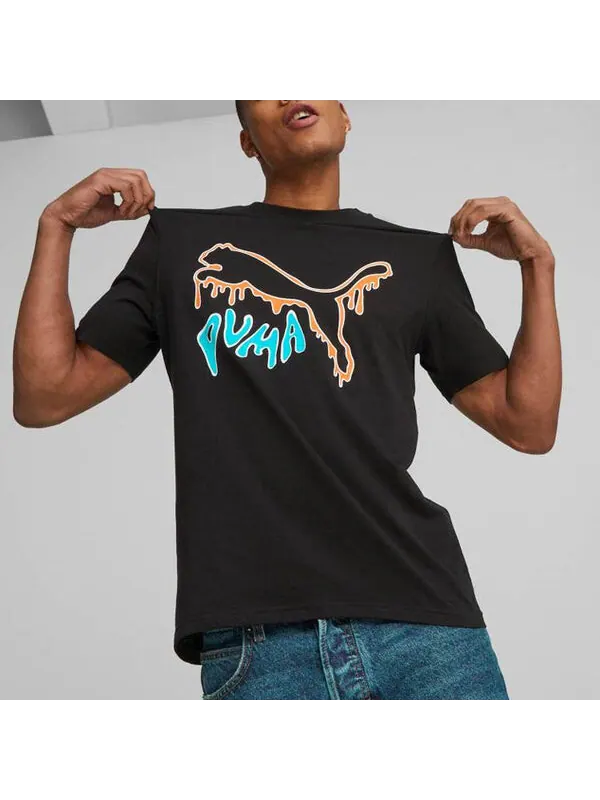 Футболка graphic melted cat t-shirt 'black' Puma — изображение 3 из 4, черный