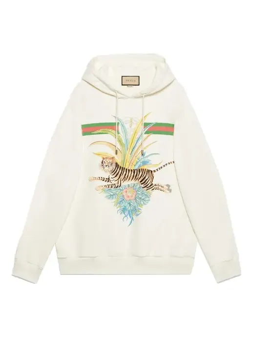 Толстовка Gucci Tiger Hooded Sweatshirt — изображение 1 из 3, белый