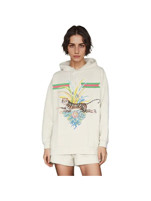 Толстовка Gucci Tiger Hooded Sweatshirt — изображение 3 из 3, белый