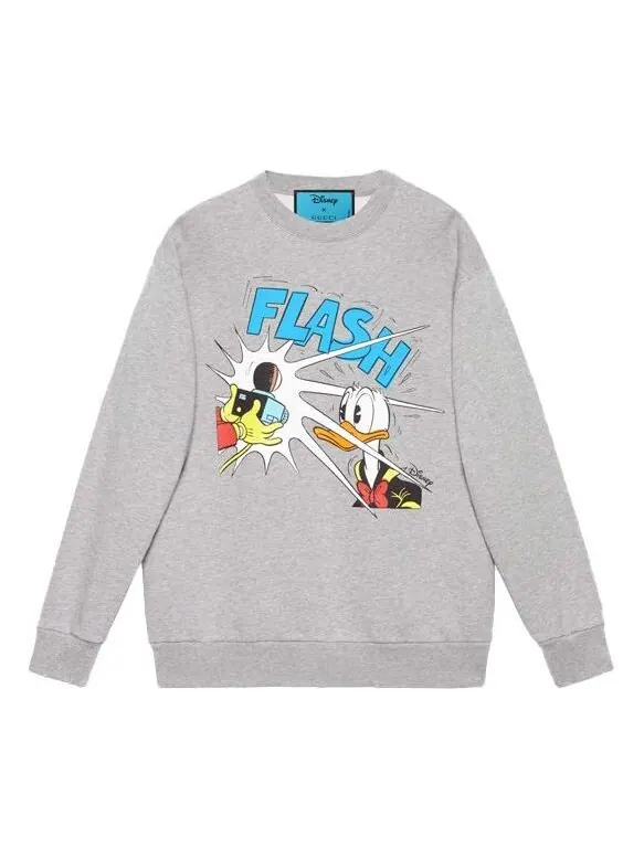 Толстовка Disney Crossover Donald Duck Cartoon Printing Round Neck Pullover, серая — изображение 1 из 4, серый