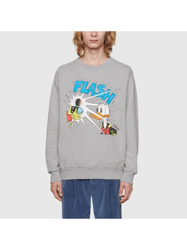 Толстовка Disney Crossover Donald Duck Cartoon Printing Round Neck Pullover, серая — изображение 3 из 4, серый