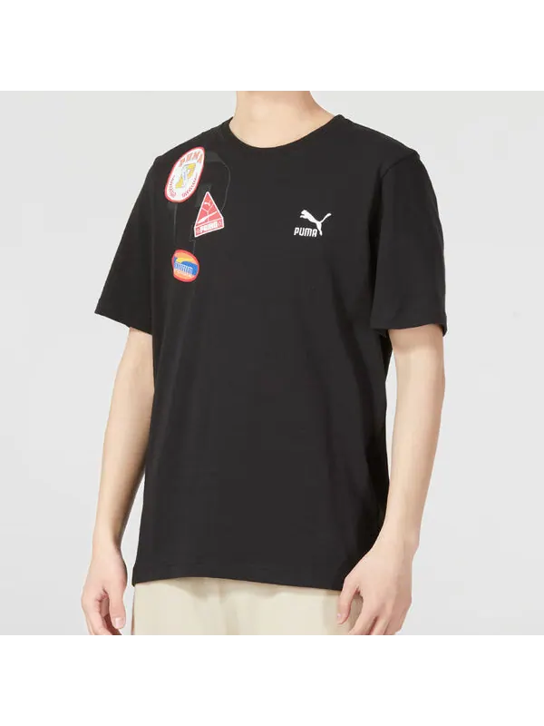 Футболка casual printed t-shirt 'black' Puma — изображение 3 из 3, черный