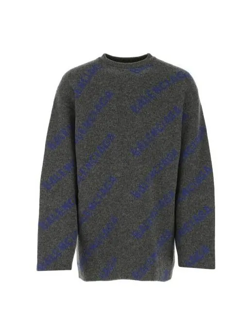 Свитер intarsia knit logo jumper 'dark grey' Balenciaga — изображение 1 из 4, серый