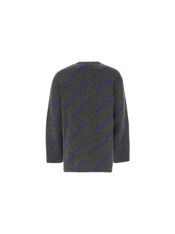 Свитер intarsia knit logo jumper 'dark grey' Balenciaga — изображение 2 из 4, серый