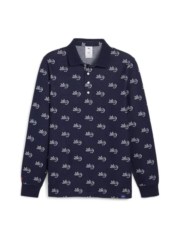 Рубашка поло x noah jacquard polo shirt 'navy' Puma — изображение 1 из 2, темно-синий