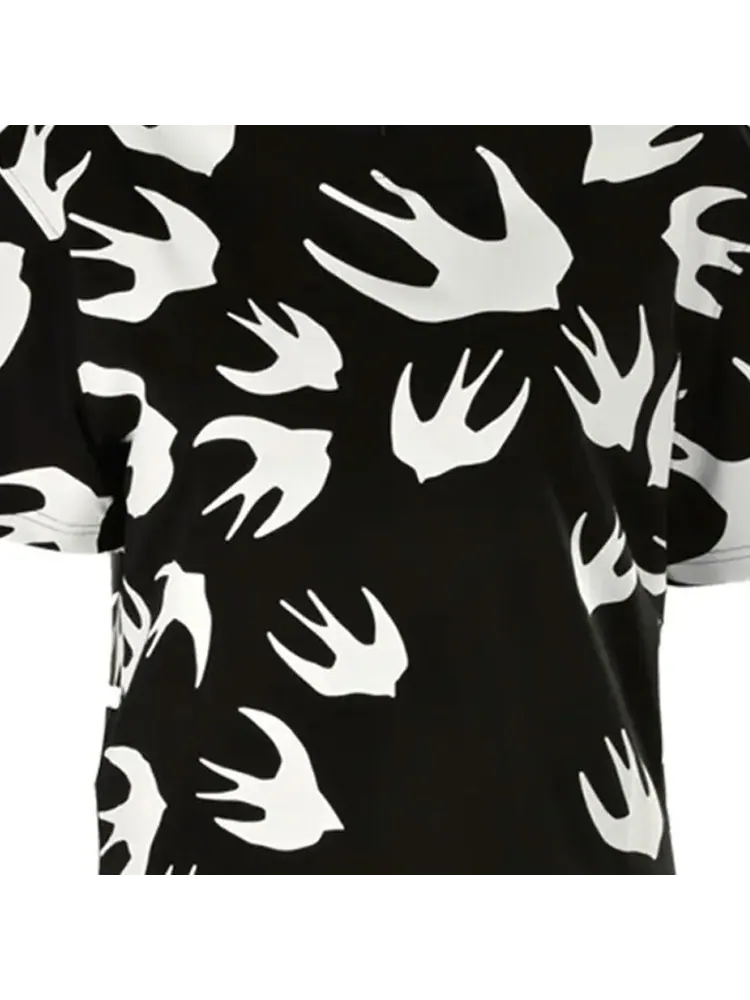 Футболка (WMNS) Alexander McQueen Logo Monogram T-Shirt 'Black' — изображение 4 из 6, черный