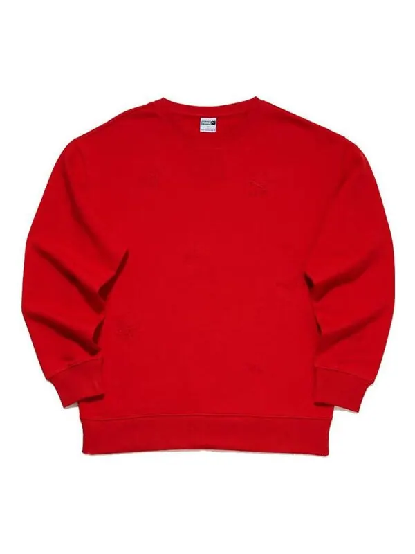 Свитер casual round neck pullover sweatshirt 'red' Puma