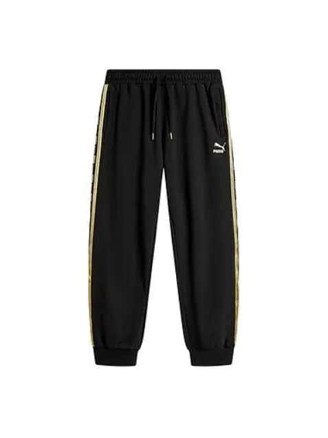 Брюки classics sweatpants 'black yellow' Puma — изображение 1 из 1, черный/желтый