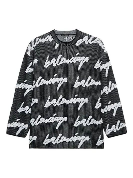 Свитер 3d scribble crewneck cotton knit 'black' Balenciaga — изображение 1 из 4, черный