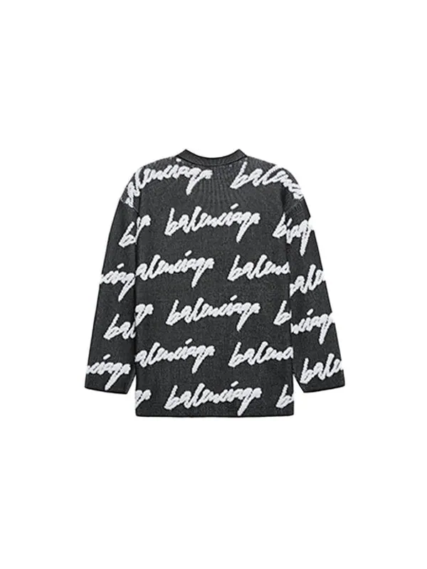 Свитер 3d scribble crewneck cotton knit 'black' Balenciaga — изображение 2 из 4, черный