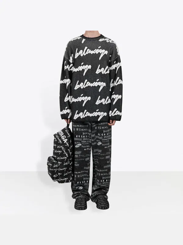 Свитер 3d scribble crewneck cotton knit 'black' Balenciaga — изображение 3 из 4, черный