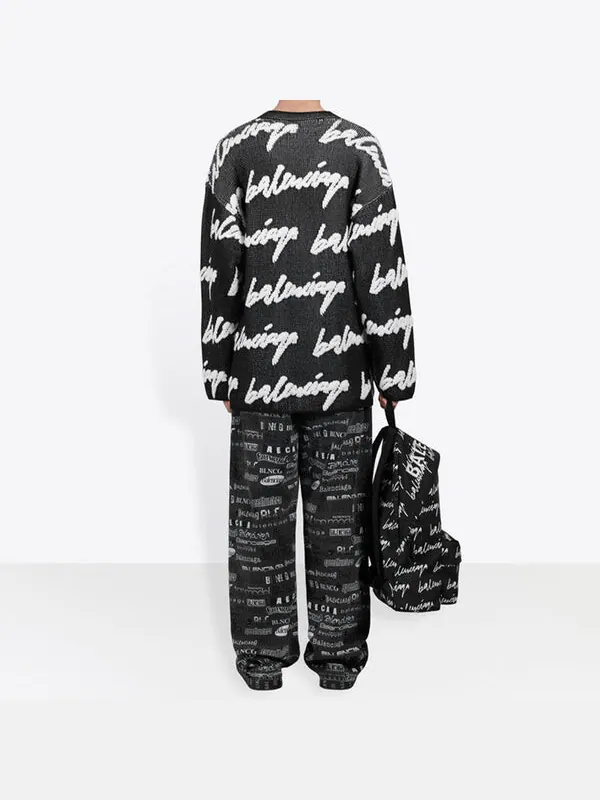 Свитер 3d scribble crewneck cotton knit 'black' Balenciaga — изображение 4 из 4, черный