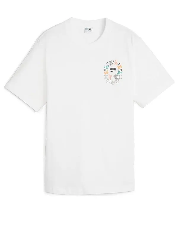 Футболка youth graphic t-shirt 'white' Puma — изображение 1 из 2, белый/мульти