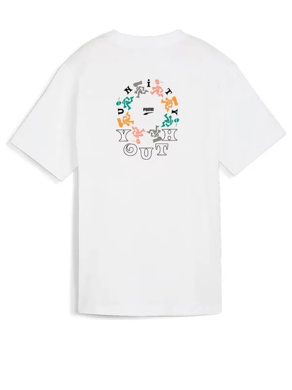 Футболка youth graphic t-shirt 'white' Puma — изображение 2 из 2, белый/мульти