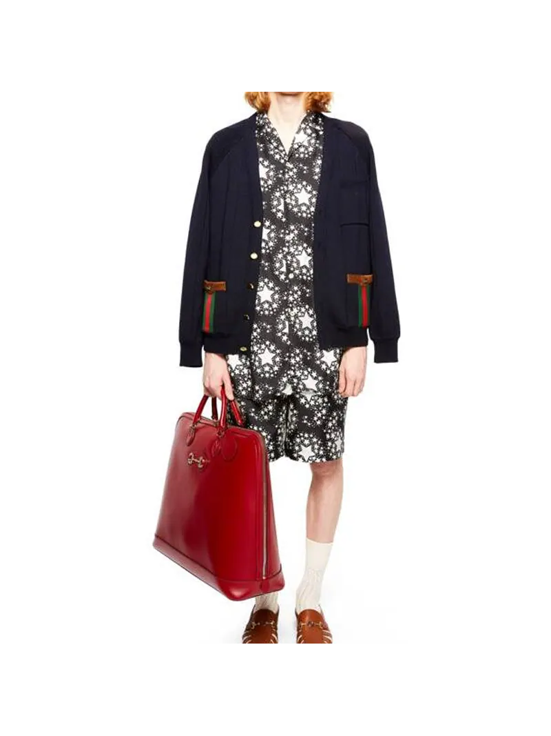 Кардиган Gucci Ribbon Knitted Wool-Blend Cardigan Мужской Черный — изображение 2 из 2