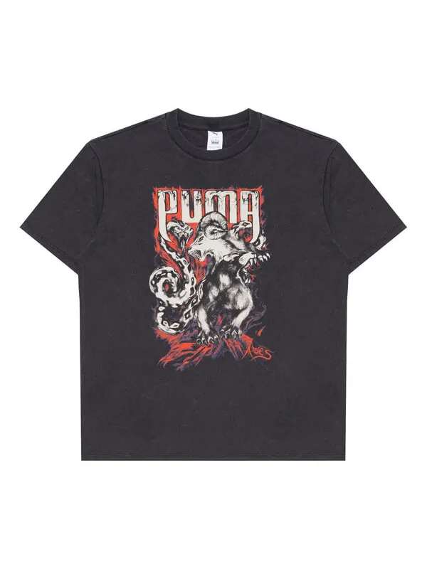 Футболка x aries graphic t-shirt 'black' Puma — изображение 1 из 1, черный