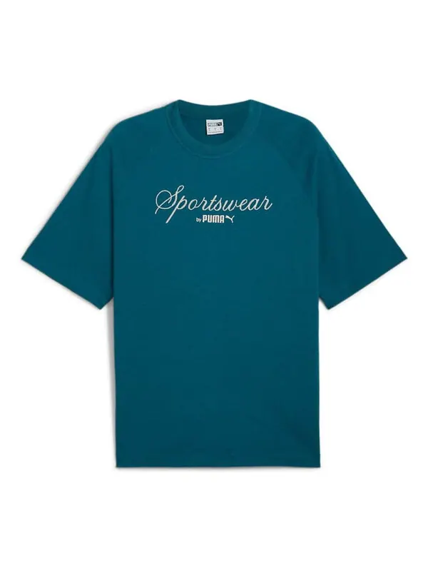 Футболка classics+ oversized t-shirt 'cold green' Puma — изображение 1 из 2, зеленый