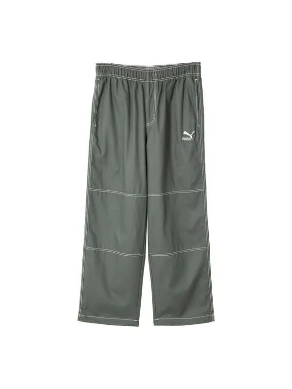 Брюки swxp d woven pants with logo 'olive green' Puma — изображение 1 из 1, оливковый зеленый