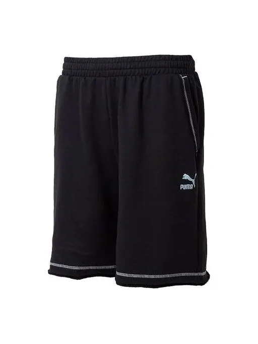 Шорты logo shorts 'black with white stitching' Puma — изображение 1 из 3, черный/белый