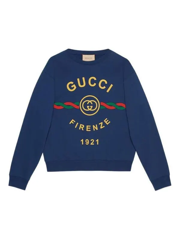 Рубашка Gucci Cotton Firenze 1921 Sweatshirt — изображение 1 из 4, синий