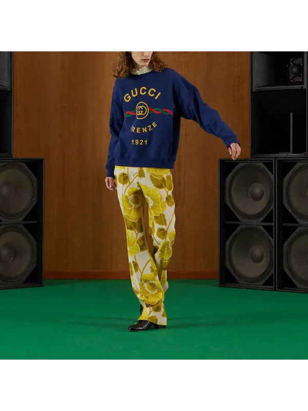 Рубашка Gucci Cotton Firenze 1921 Sweatshirt — изображение 2 из 4, синий