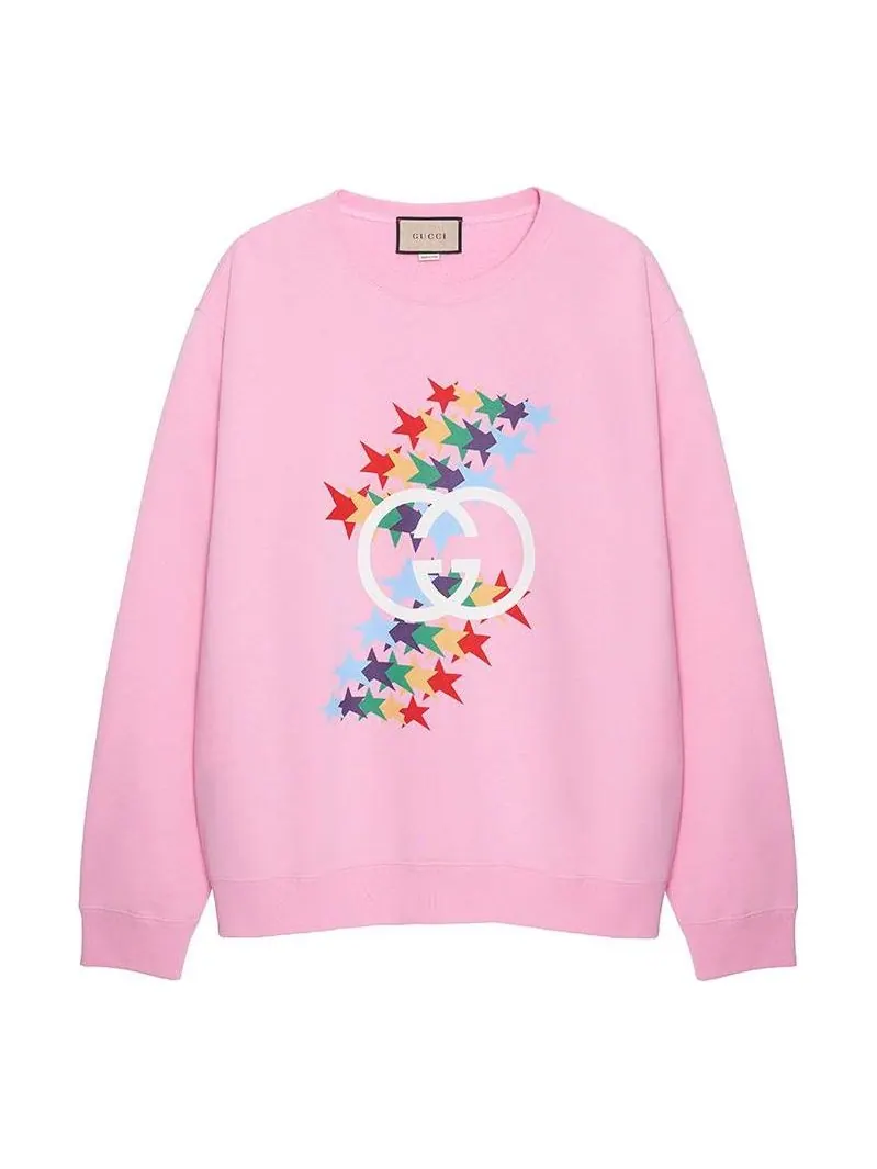 Толстовка Gucci Rainbow Stars Crewneck Sweatshirt — изображение 1 из 6, розовый