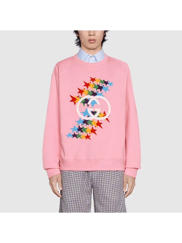Толстовка Gucci Rainbow Stars Crewneck Sweatshirt — изображение 3 из 6, розовый