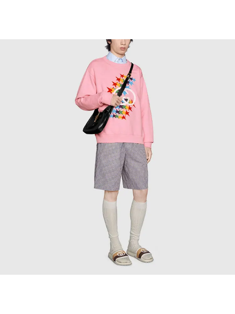 Толстовка Gucci Rainbow Stars Crewneck Sweatshirt — изображение 5 из 6, розовый
