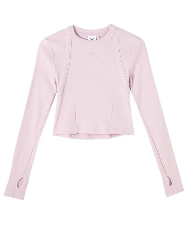 Футболка plain long sleeves t-shirt 'pink' Puma — изображение 1 из 2, розовый