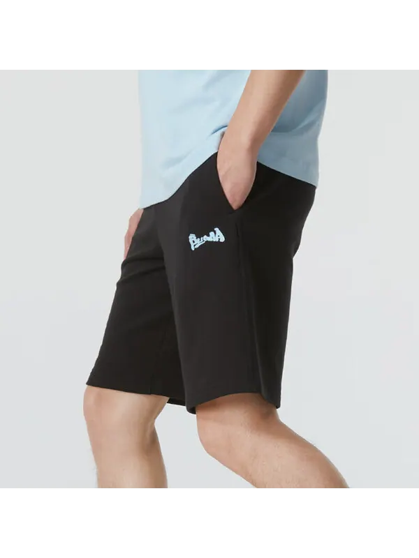Шорты logo casual shorts 'black' Puma — изображение 3 из 4, черный/синий