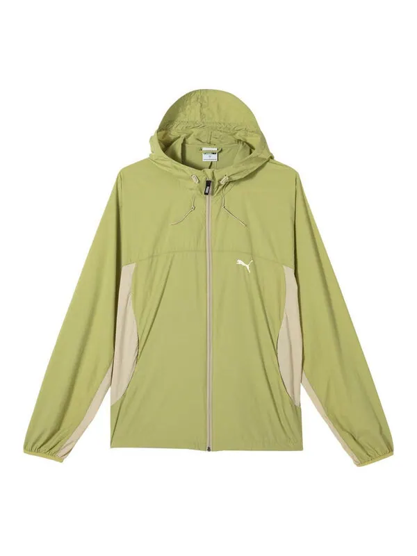 Куртка urban cool uv jacket 'green' Puma — изображение 1 из 2, зеленый/бежевый
