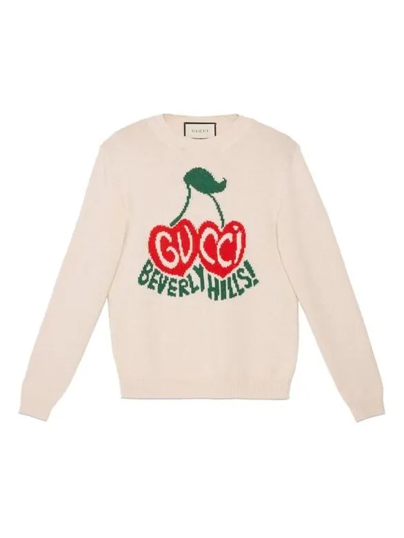 Свитер Gucci Cherry Intarsia, шерстяной — изображение 1 из 4, белый