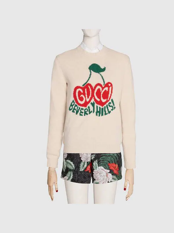 Свитер Gucci Cherry Intarsia, шерстяной — изображение 4 из 4, белый