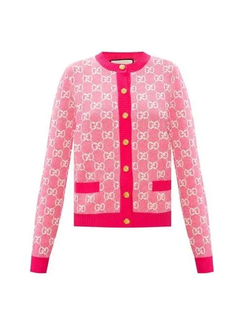 Кардиган Gucci Full Cotton Wool, Свободный крой — изображение 1 из 4, розовый