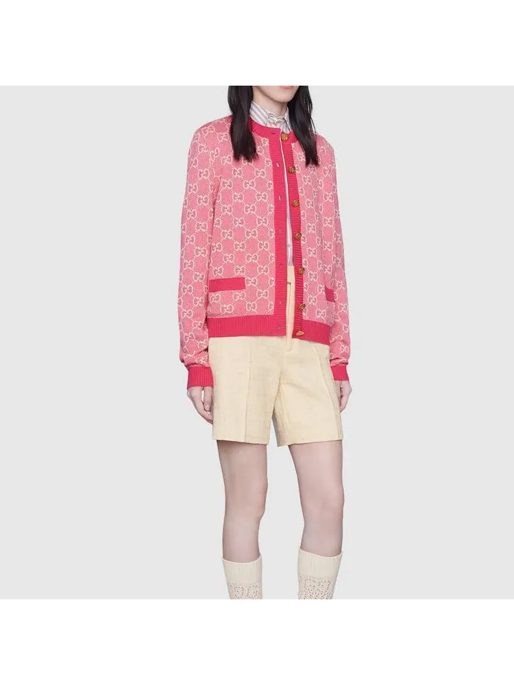 Кардиган Gucci Full Cotton Wool, Свободный крой — изображение 3 из 4, розовый