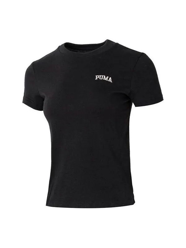 Футболка wordmark logo t-shirt small fit 'black' Puma — изображение 1 из 4, черный