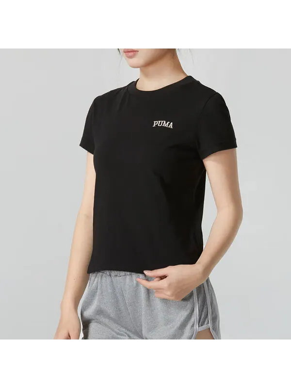 Футболка wordmark logo t-shirt small fit 'black' Puma — изображение 3 из 4, черный