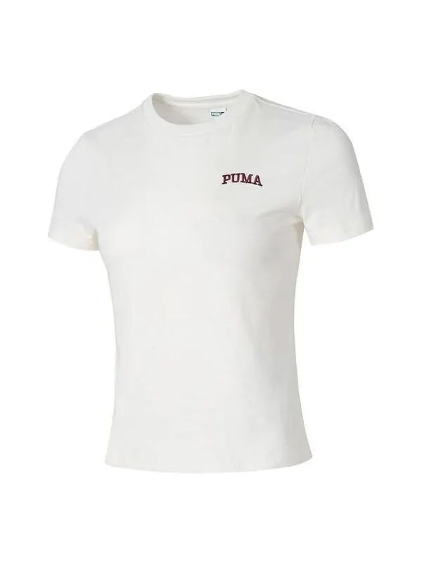 Футболка wordmark logo t-shirt small fit 'white' Puma — изображение 1 из 4, белый