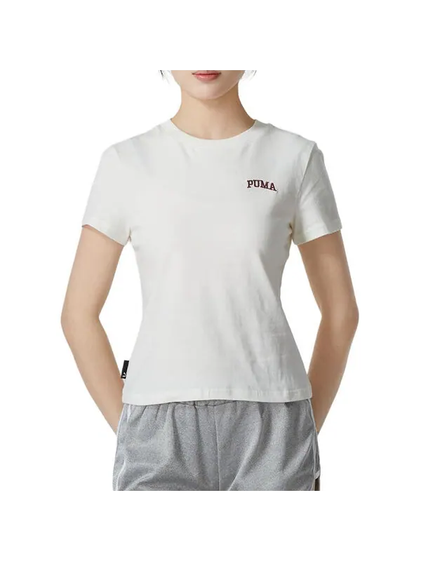 Футболка wordmark logo t-shirt small fit 'white' Puma — изображение 3 из 4, белый