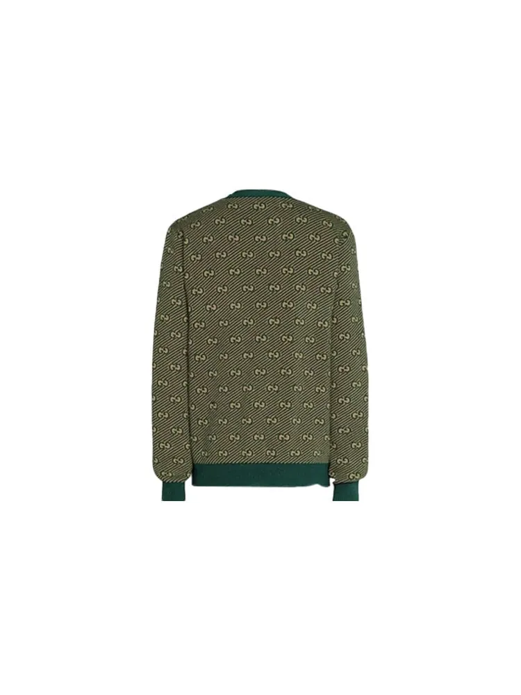 Кардиган Gucci Мужской в полоску GG — изображение 2 из 4, зеленый