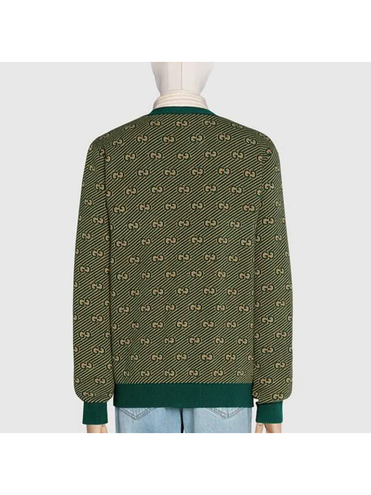 Кардиган Gucci Мужской в полоску GG — изображение 4 из 4, зеленый