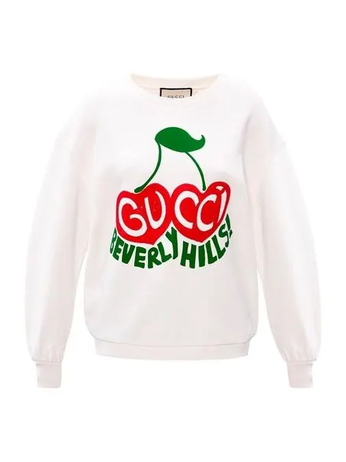 Свитер Gucci Beverly Hills с принтом вишни — изображение 1 из 4, белый